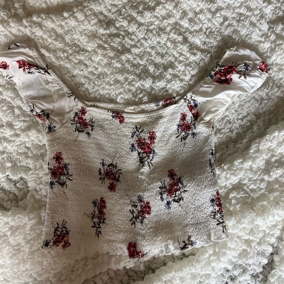 floral off the shoulder cinched top - Picture 3 of 4